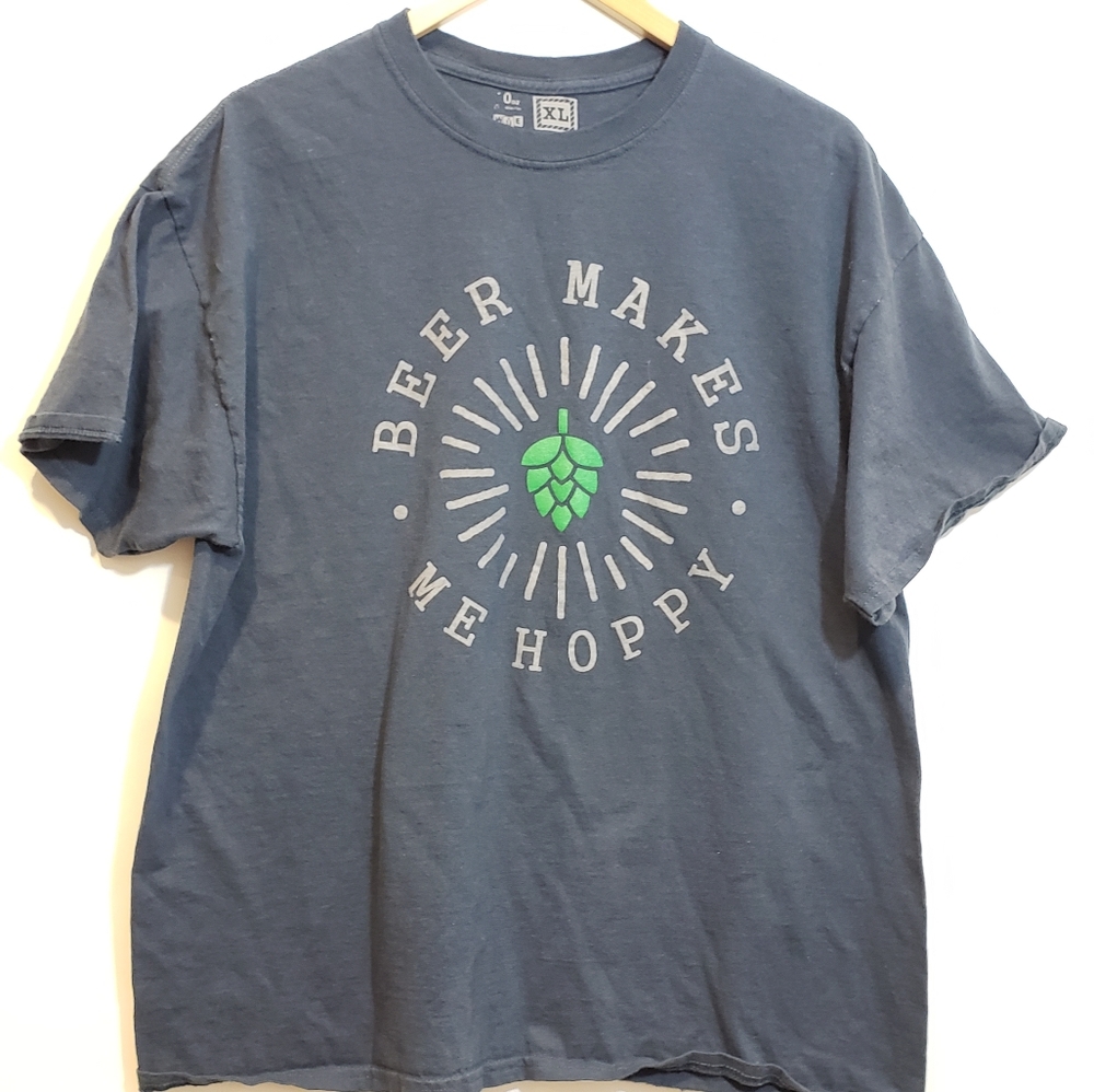 XL WUE BEER MAKES ME HOPPY 100% COTTON BLUE